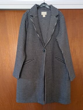 Cynthia Rowley Black & White Houndstooth Pea Coat XL